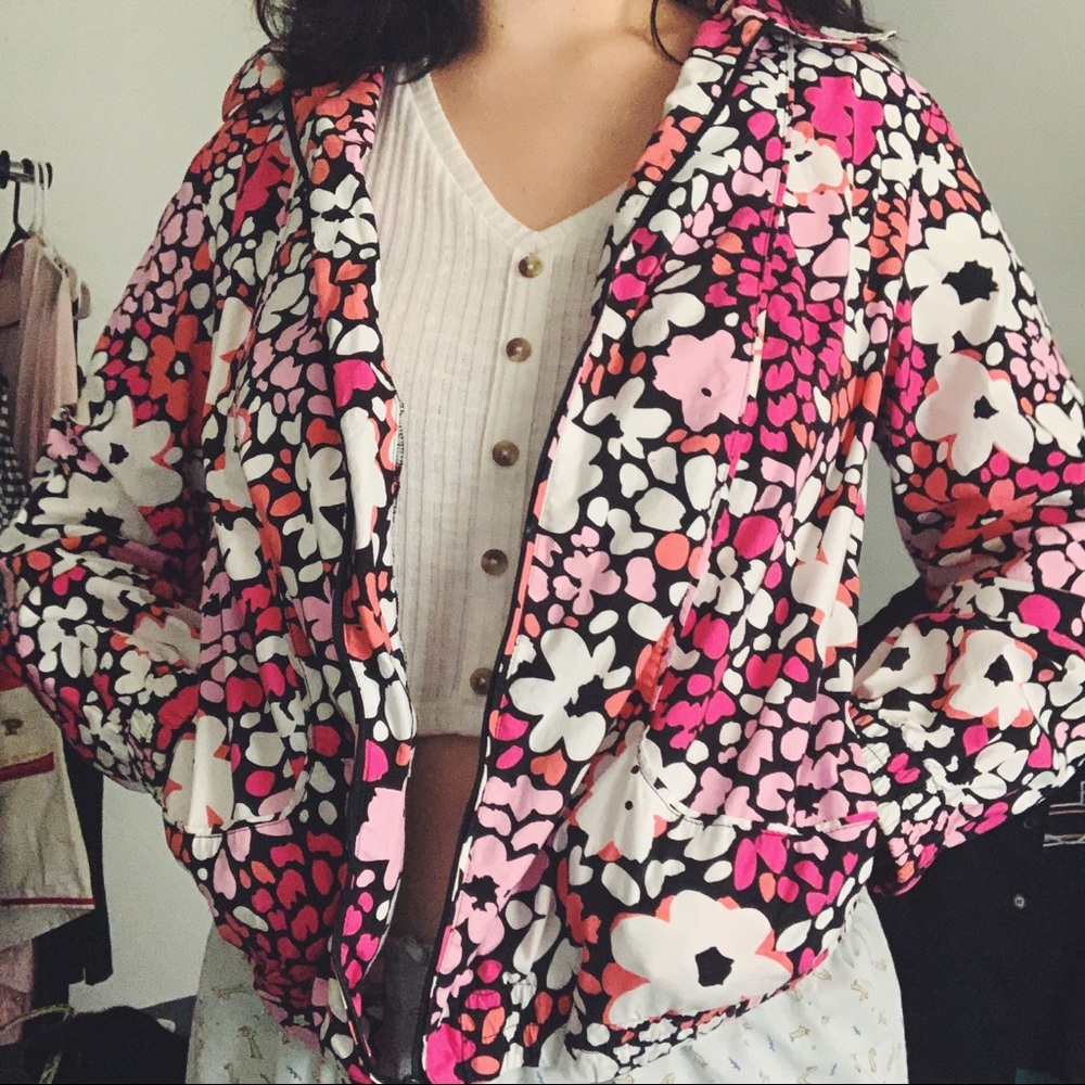 koret shades of pink floral zip up outdoor jacket